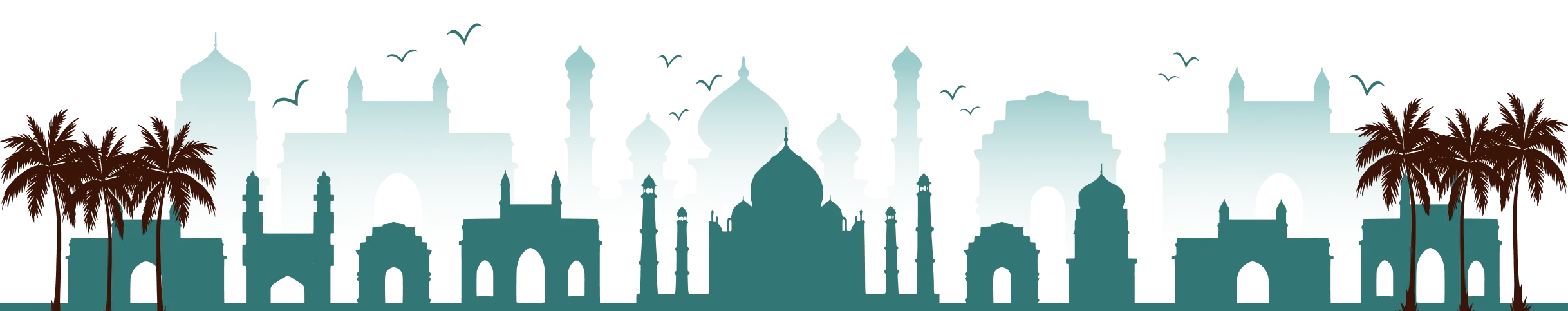 Indian Heritage Skyline - Taj Mahal and iconic Indian architecture